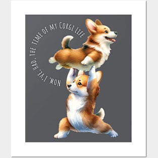 Corgi & Johnny Dancing Lift Corgi Life Posters and Art